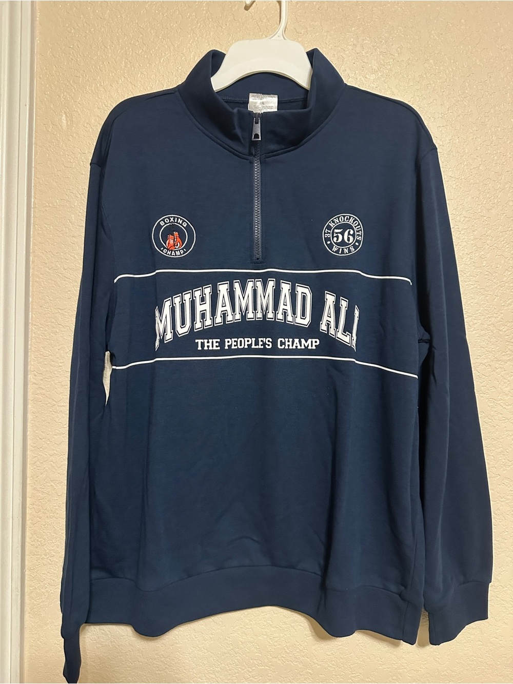 Muhammad Ali Navy Half-Zip Pullover Sweater